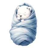blue bear Baby shower clip art Watercolor illustration set, newborn accessories, birthday party design elements