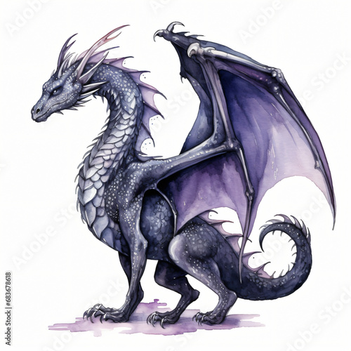 Gothic Dragon isolated on white background