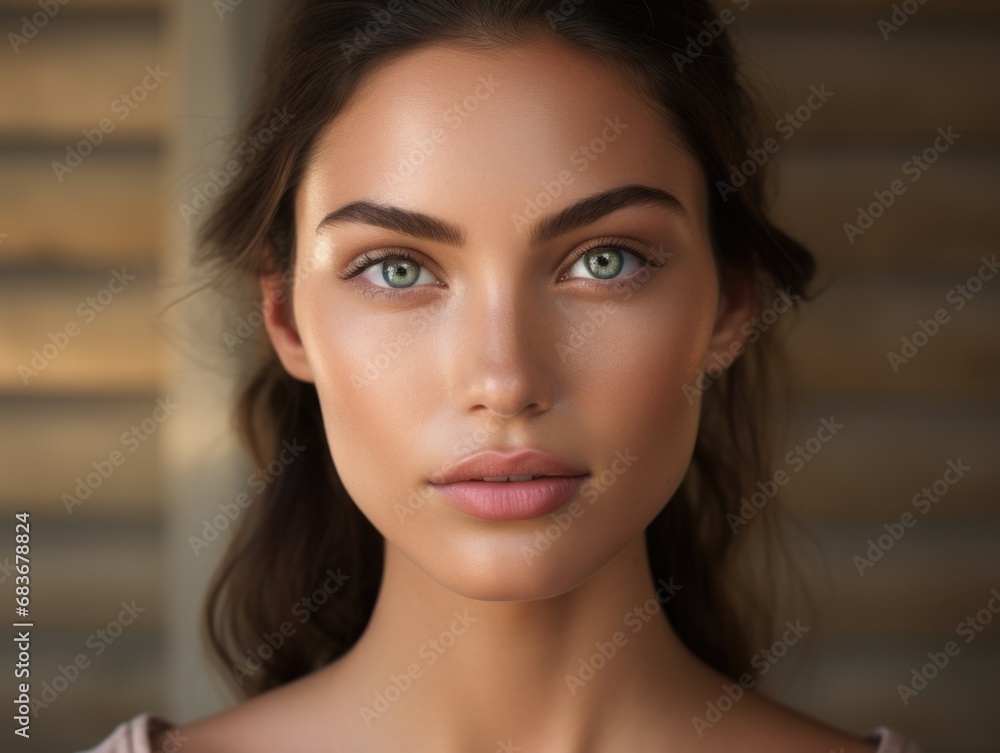 Naklejka premium Portrait of a young woman with very beautiful eyes. Fashion and beauty.