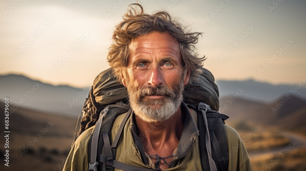 An old man travels and leads an active lifestyle. Happy old age and retirement. An old man travels and leads an active lifestyle. Happy old age and retirement.