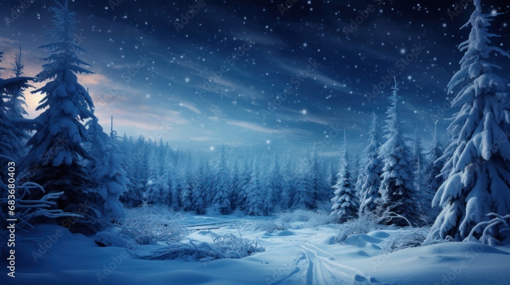 winter wonder land - fantastic snowcovered winter landscape at night