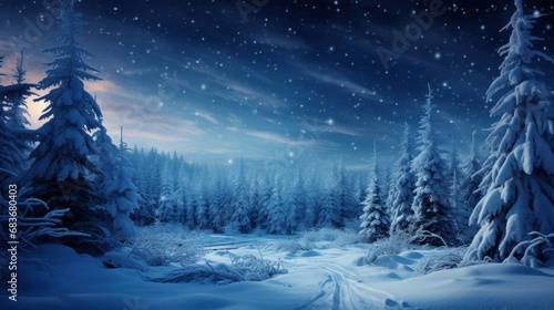 winter wonder land - fantastic snowcovered winter landscape at night