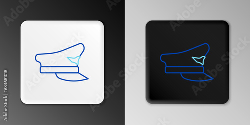 Line Pilot hat icon isolated on grey background. Colorful outline concept. Vector