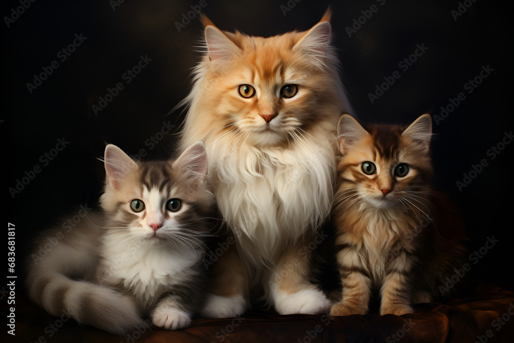 
A group of different color kittens - AI Generated Sweet Adorable Cute Kittens Awaiting Adoption
A royal orange fur kitten with its mother, photorealistic,Ai