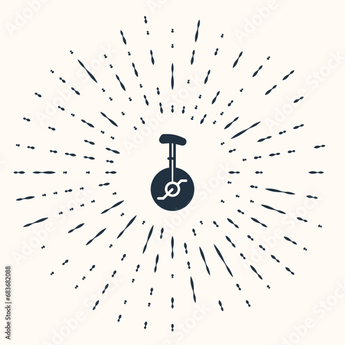 Grey Unicycle or one wheel bicycle icon isolated on beige background. Monowheel bicycle. Abstract circle random dots. Vector