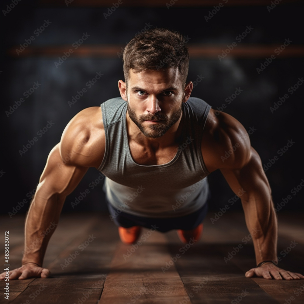 man doing push ups, Generative AI man doing push ups, Generative AI