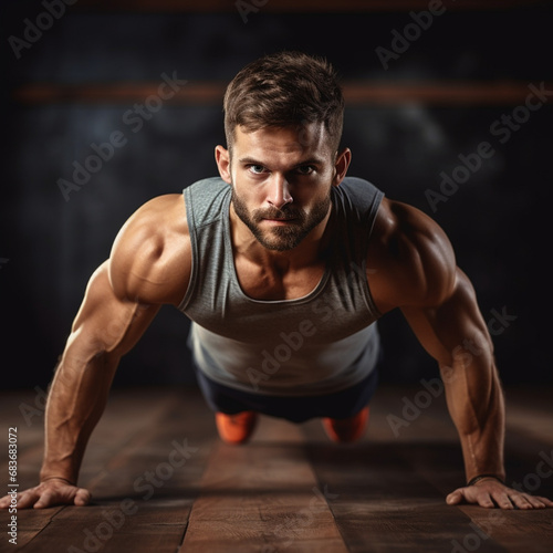 man doing push ups, Generative AI