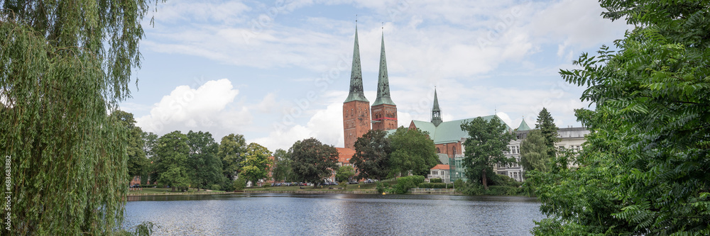 Panoramic image. Luebeck, a city in Northern Germany. Europe