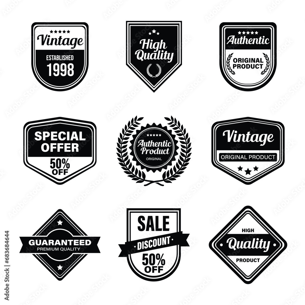 vintage badge collection vector set