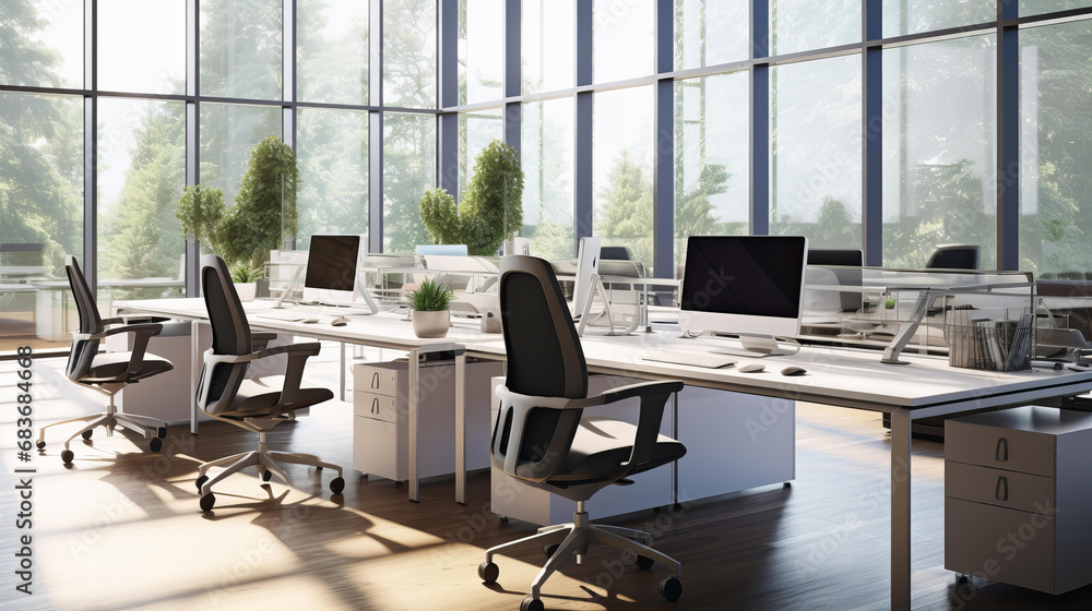 Modern Office Space with Cityscape View