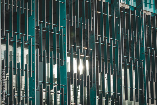 Square background with glass reflecting the sun