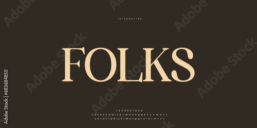 Elegant Font Uppercase Lowercase and Number. Classic Lettering Minimal Fashion Designs. Typography modern Sen Serif fonts regular decorative vintage concept. vector illustration.