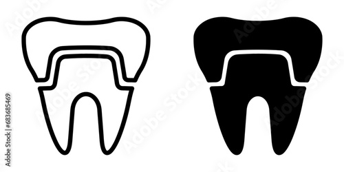 ofvs497 OutlineFilledVectorSign ofvs - dental crown vector icon . prosthodontics sign . isolated transparent . black outline and filled version . AI 10 / EPS 10 / PNG . g11840
