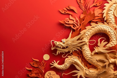 Red Dragon Background with room for text created with Generative AI technology