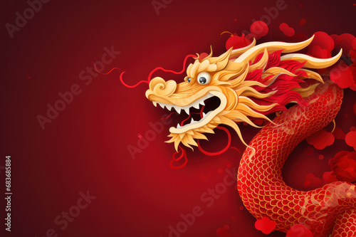 Red Dragon Background with room for text created with Generative AI technology © Laughing Cat