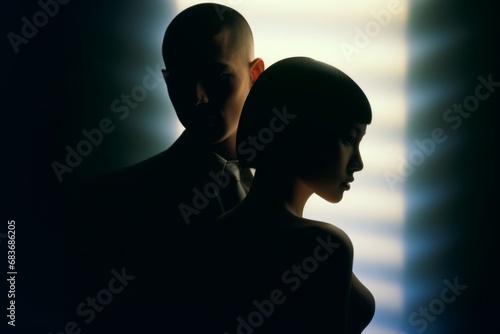 Silhouetted Couple Against Moody Gradient Backdrop