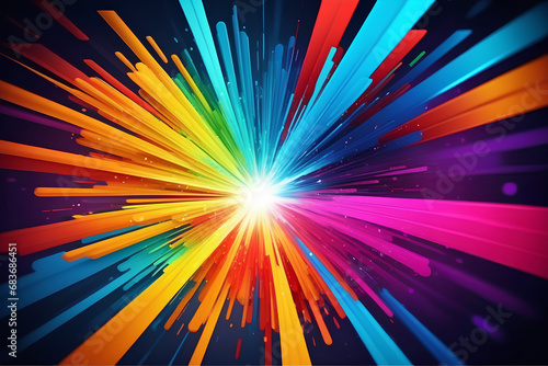 Abstract Background with Colorful Rays, abstract background with glowing lights