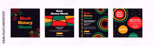 Collection of black history month social media posts. Celebrating black history month.