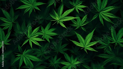 Cannabis leaf background. Green leaves of marijuana on dark background. Thematic photos of hemp and marijuana Green background of leaves of marijuana.