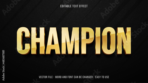 Editable text effect champion theme photo