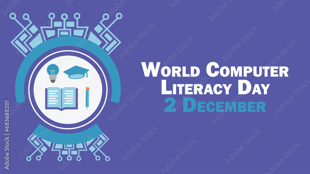 World Computer Literacy Day vector banner design. Happy World Computer Literacy Day modern minimal graphic poster illustration.