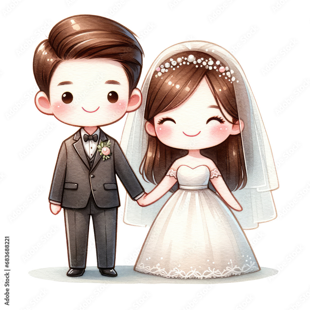 Wedding couple married with flowers png watercolor illustration Wedding clipart for save the date invitation card, stickers and print Wedding couple married with flowers png watercolor illustration Wedding clipart for save the date invitation card, stickers and print