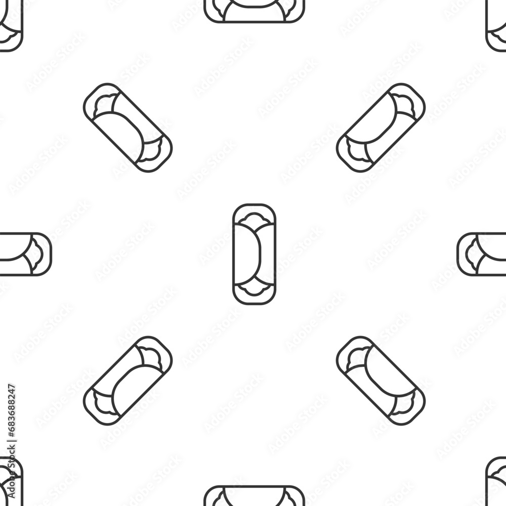 Grey line Burrito icon isolated seamless pattern on white background. Traditional mexican fast food. Vector Grey line Burrito icon isolated seamless pattern on white background. Traditional mexican fast food. Vector