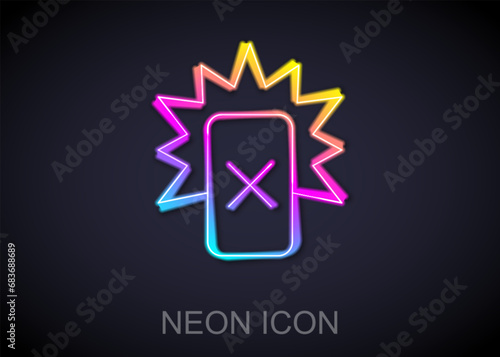 Glowing neon line Red card football icon isolated on black background. Referee card. Vector