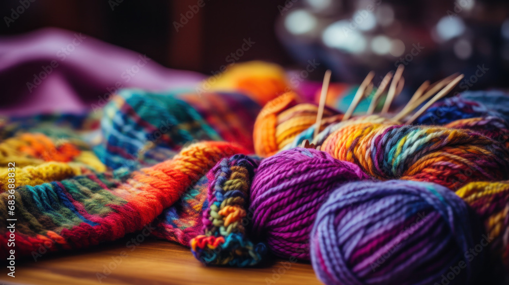 Colorful Yarns and Knitting Needles Colorful Yarns and Knitting Needles