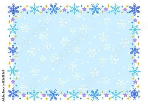 雪の結晶のおしゃれなフレーム 背景素材 飾り枠