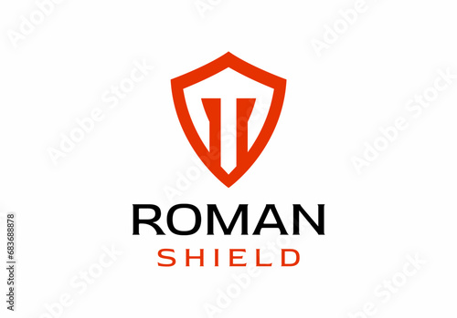 Letter T Roman Helmet Shield Guard Armor Logo Icon Design Illustration