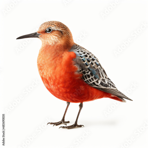 Red Knot bird isolated on a white background