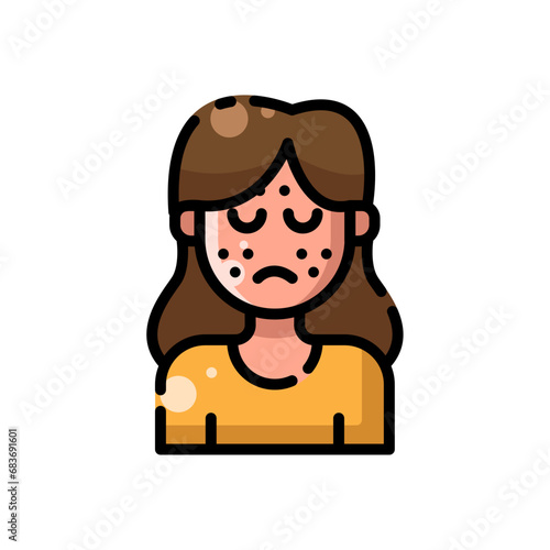 Teenage Girl with Pimples Icon