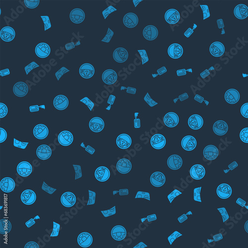 Set Car windscreen, Steering wheel, Gear shifter and on seamless pattern. Vector
