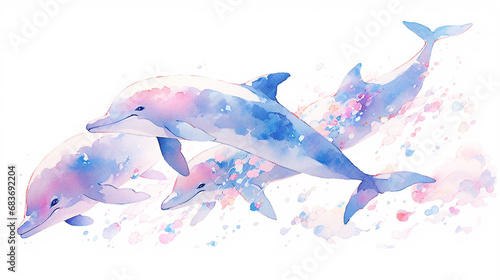 イルカの水彩イラスト