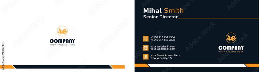 Free vector modern black and white business card design Free vector modern black and white business card design