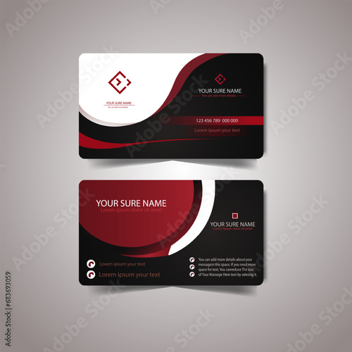 a set of two luxery bussines card with vector clean style, black and maroon color, modern bussines card template 