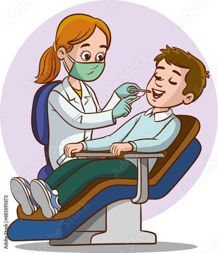 Dental office.Dentist woman holding instruments and examining patient man teeth looking inside mouth.