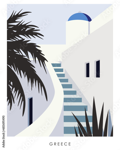 Canvas Print Greece cover, travel poster, postcard, vertical banner