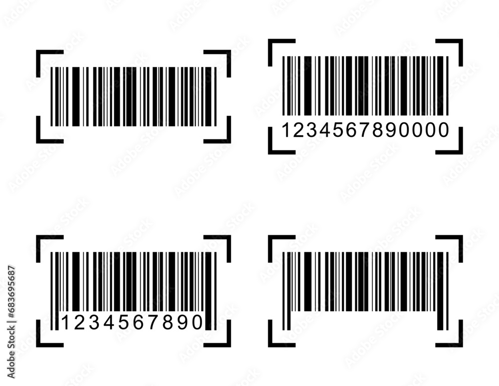 Set of Barcode vector icon. Bar code for web flat design. scanner illustration Set of Barcode vector icon. Bar code for web flat design. scanner illustration