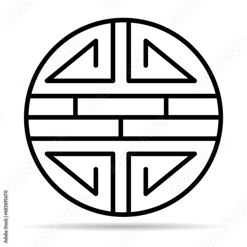 Traditional shou shadow icon, spiritual isolated shu flat symbol, asian vector illustration