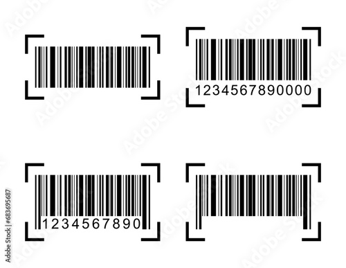 Set of Barcode vector icon. Bar code for web flat design. scanner illustration