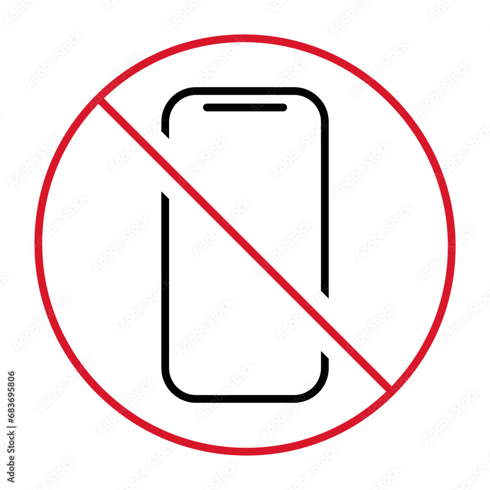 Mobile forbidden icon, no use phone sign, ban smartphone label vector illustration Mobile forbidden icon, no use phone sign, ban smartphone label vector illustration