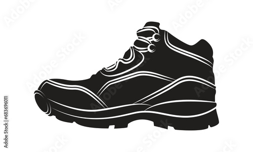 Boots icon symbol Flat vector illustration.Men's boots shoe glyph icon Hiking silhouette boots Flat vector illustration.
