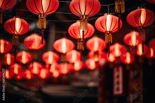 Chinese lanterns. Japanese asian new year red lamps festival Chinese New Year Lanterns