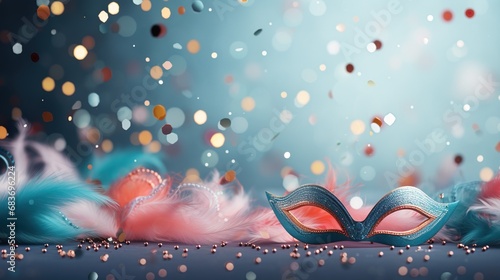 Vibrant background adorned with captivating carnival masks.