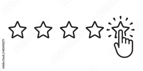 Feedback five stars icon.  Five stars quality rating icon. Classification and user feedback concept.