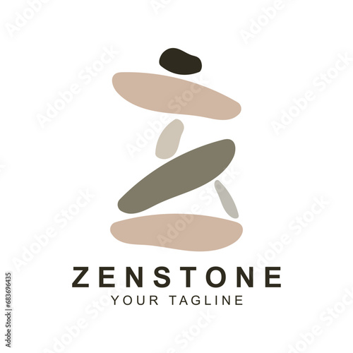  zen stone silhouette logo vector illustration design with creative idea