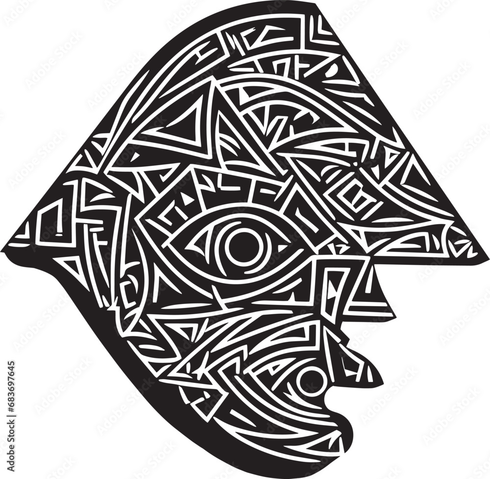Fish Head with Geometric Patterns Fish Head with Geometric Patterns
