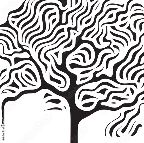 abstract tree pattern black and white